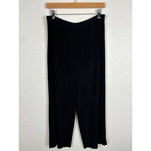 Chicos Travelers Black Ribbed Pull-On Pants‎ 2/Large Lagenlook Comfort Travel